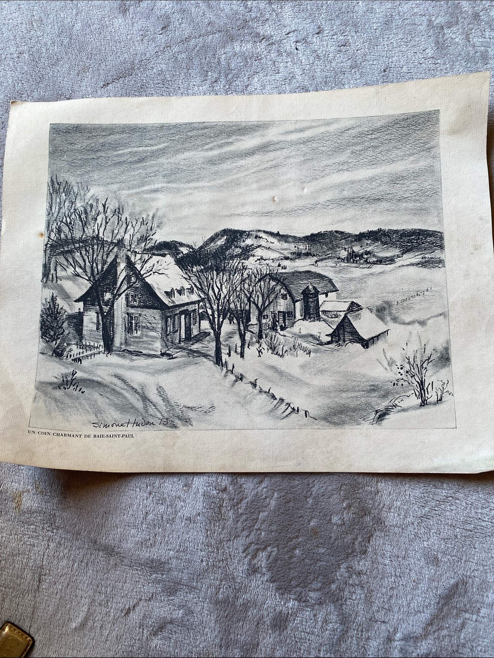Simone Hudson Original Winter Landscape Pencil Print - Home Art